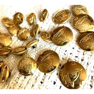 25 Vintage Metal Sailboat Buttons Ship Yacht